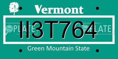 II3T764 Vermont License Plate