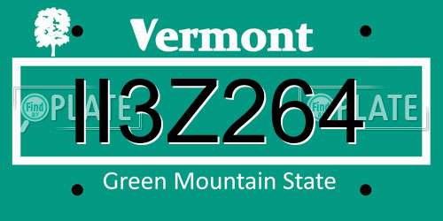 II3Z264 Vermont License Plate