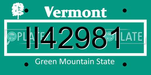 II42981 Vermont License Plate