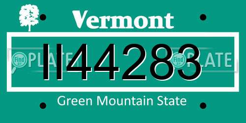 II44283 Vermont License Plate