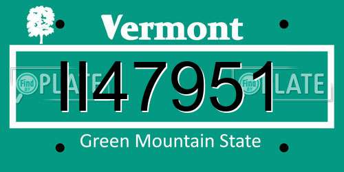 II47951 Vermont License Plate