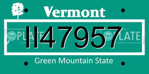 II47957 Vermont License Plate
