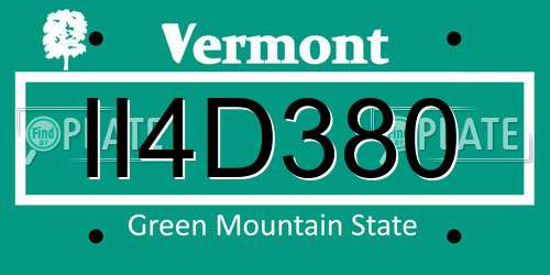 II4D380 Vermont License Plate