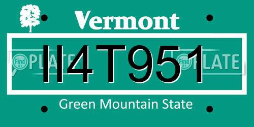 II4T951 Vermont License Plate