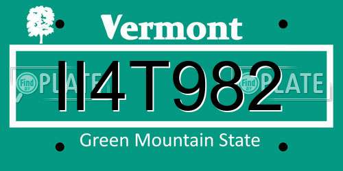 II4T982 Vermont License Plate