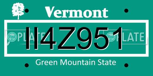 II4Z951 Vermont License Plate
