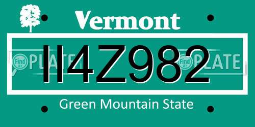 II4Z982 Vermont License Plate