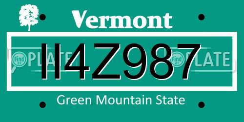 II4Z987 Vermont License Plate