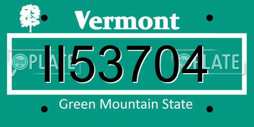 II53704 Vermont License Plate