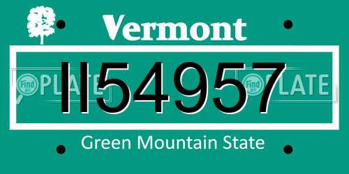 II54957 Vermont License Plate