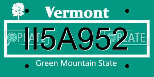 II5A952 Vermont License Plate