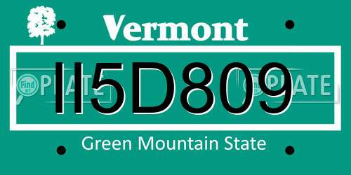 II5D809 Vermont License Plate
