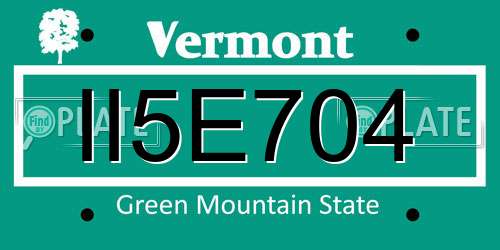 II5E704 Vermont License Plate