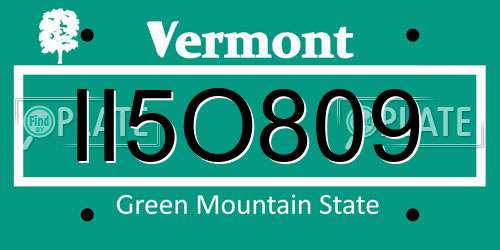 II5O809 Vermont License Plate