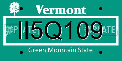 II5Q109 Vermont License Plate
