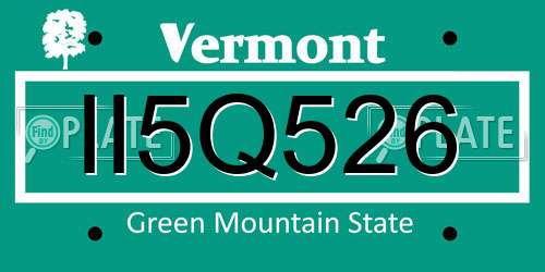 II5Q526 Vermont License Plate