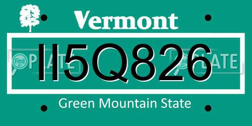 II5Q826 Vermont License Plate
