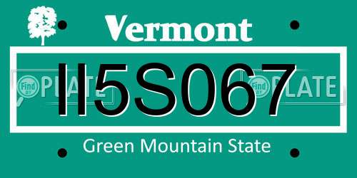 II5S067 Vermont License Plate