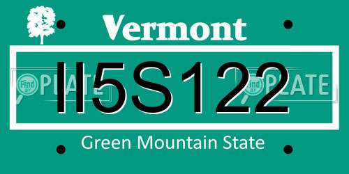 II5S122 Vermont License Plate