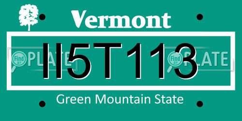 II5T113 Vermont License Plate