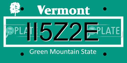 II5Z2E Vermont License Plate