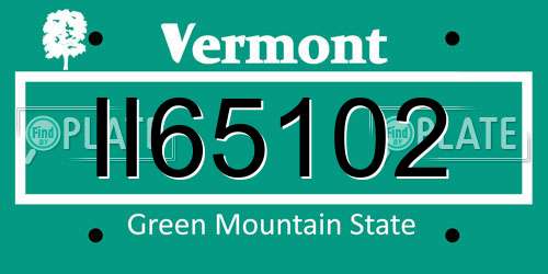 II65102 Vermont License Plate