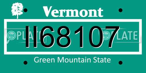 II68107 Vermont License Plate