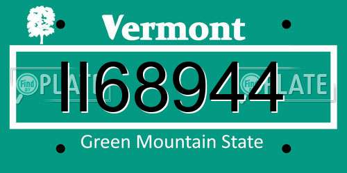 II68944 Vermont License Plate