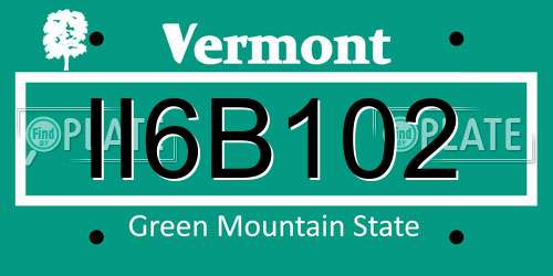 II6B102 Vermont License Plate