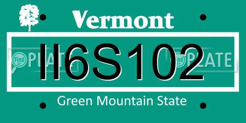 II6S102 Vermont License Plate