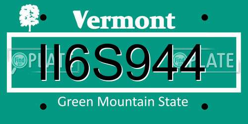 II6S944 Vermont License Plate