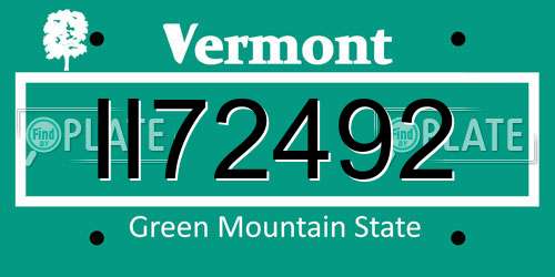 II72492 Vermont License Plate