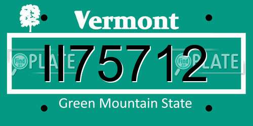 II75712 Vermont License Plate