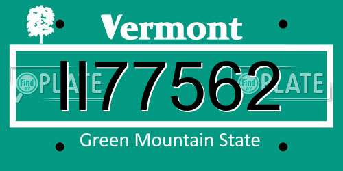II77562 Vermont License Plate