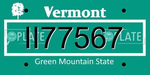 II77567 Vermont License Plate