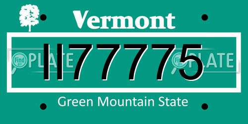 II77775 Vermont License Plate