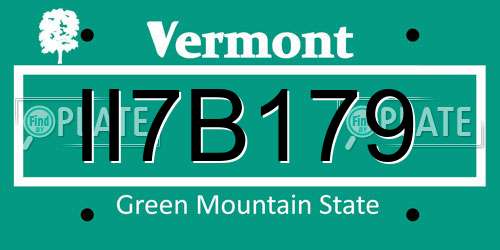 II7B179 Vermont License Plate