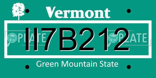 II7B212 Vermont License Plate