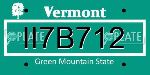 II7B712 Vermont License Plate