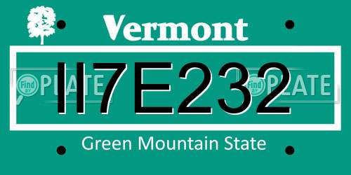 II7E232 Vermont License Plate