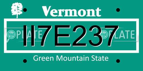II7E237 Vermont License Plate