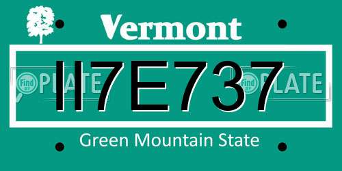 II7E737 Vermont License Plate