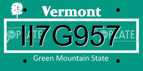 II7G957 Vermont License Plate