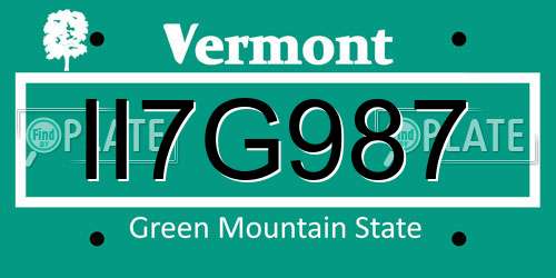 II7G987 Vermont License Plate