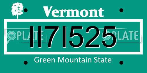 II7I525 Vermont License Plate