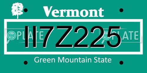 II7Z225 Vermont License Plate