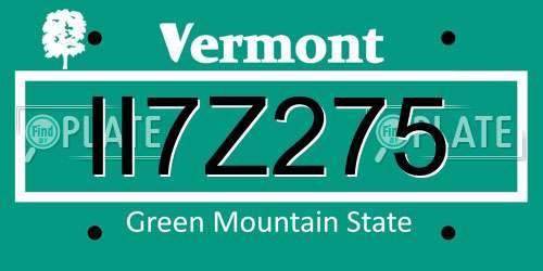 II7Z275 Vermont License Plate