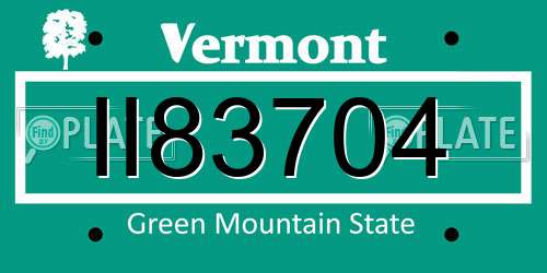 II83704 Vermont License Plate