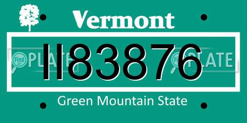 II83876 Vermont License Plate
