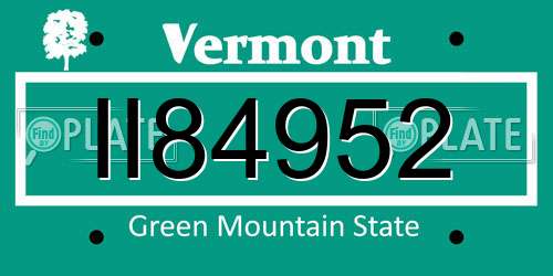 II84952 Vermont License Plate